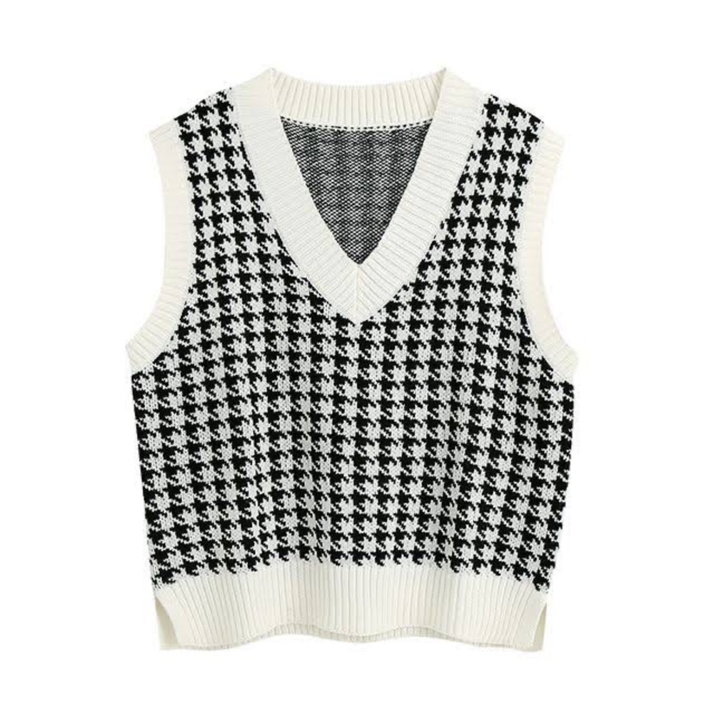 HOUNDSTOOTH KNIT VEST